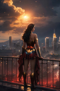 720x1280 Wonder Woman Watchful Eye Over The City