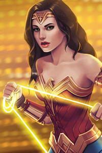 Wonder Woman With Lasso Of Truth (320x568) Resolution Wallpaper