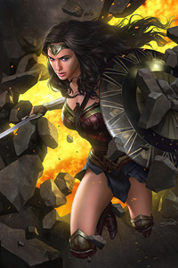 Wonder Woman With Sword Of Athena 4k (640x1136) Resolution Wallpaper
