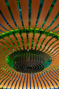 Wooden Slats In Green Glow (1242x2668) Resolution Wallpaper