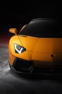 Yellow Lamborghini Aventador Front (1080x2280) Resolution Wallpaper