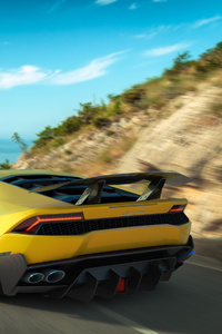 Yellow Lamborghini Huracan Rear (1280x2120) Resolution Wallpaper