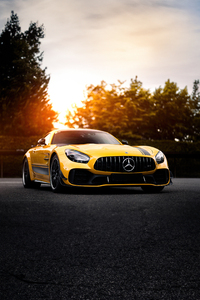 Yellow Mercedes Benz Amg Gtr 5k (1280x2120) Resolution Wallpaper