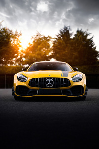 Yellow Mercedes Benz Amg Gtr (1080x2160) Resolution Wallpaper