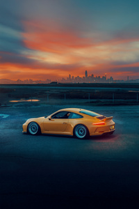 Yellow Porsche (1125x2436) Resolution Wallpaper