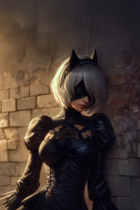 Yorha 2b Nier Automata Cool Portrait (480x800) Resolution Wallpaper