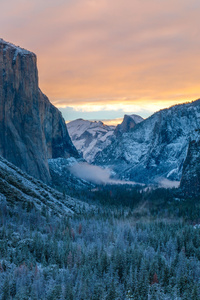 Yosemite Majesty A Crag Embrace (480x854) Resolution Wallpaper