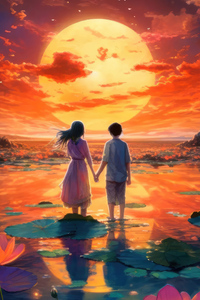 1080x2280 You And Me Watching Sunset 4k