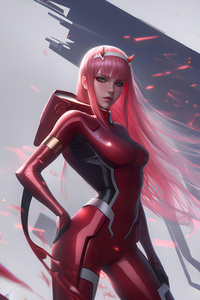 Zero Two Darling Cyber Warrior (1242x2668) Resolution Wallpaper